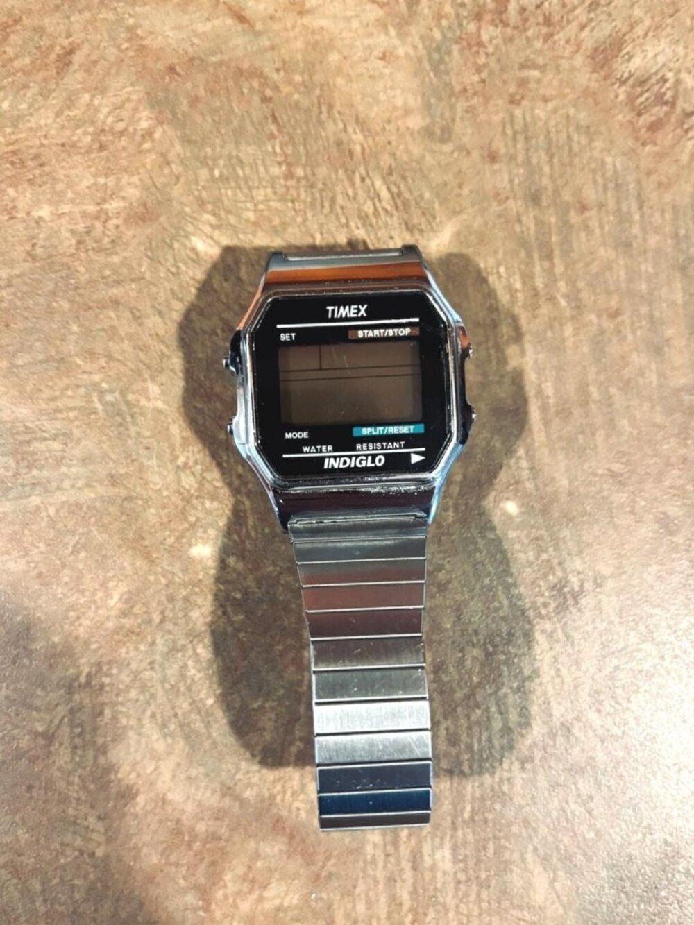 Timex Indiglo Digital Silver-Tone Stainless Steel Water Resistant Watch